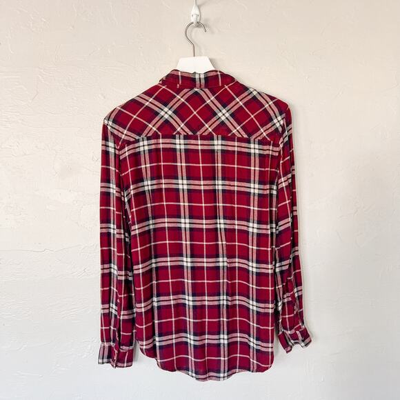 Garage Burgundy Plaid Button Down Shirt Extra Small - Picture 4 of 5